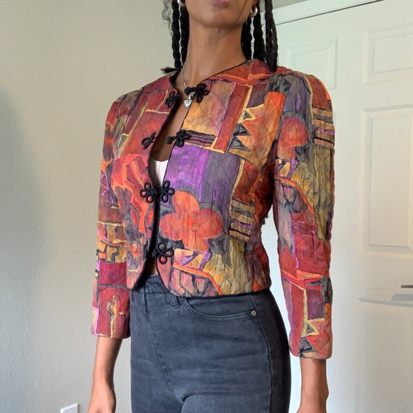 Abstract print cropped jacket - Picture 3 of 4